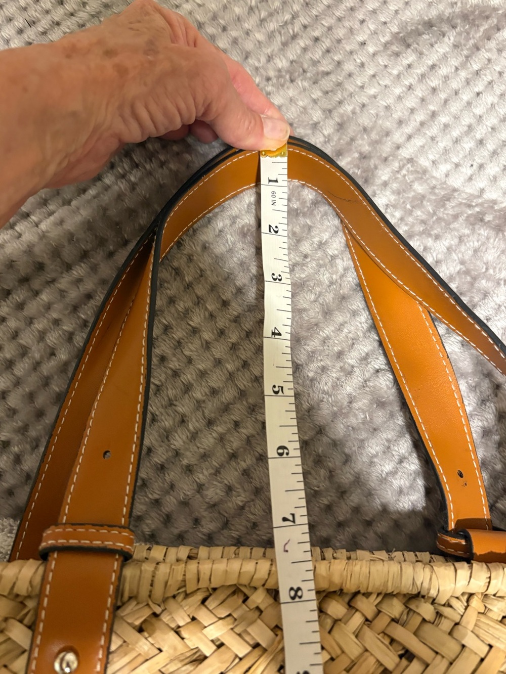 Vogue Natural Straw Tote with Tan Leather Trim - Picture 6 of 6